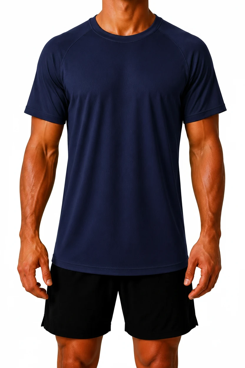 Camiseta DryFit Ojo de Ángel, modelo, color Azul Marino