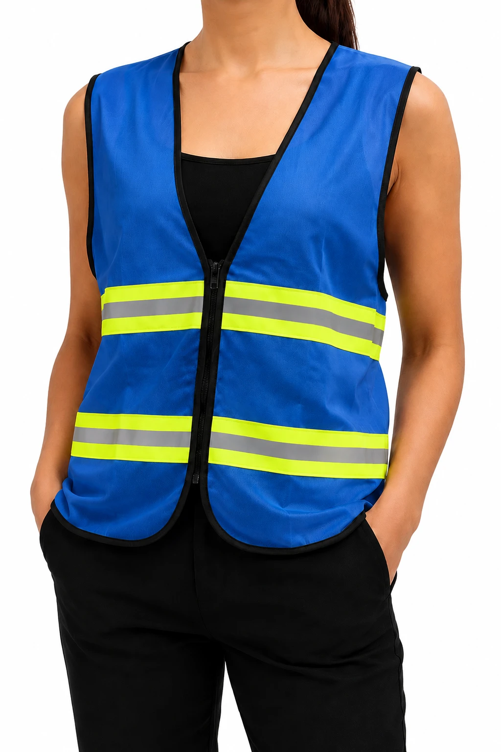 Chaleco Zipper Malla CH-003, modelo, color Azul